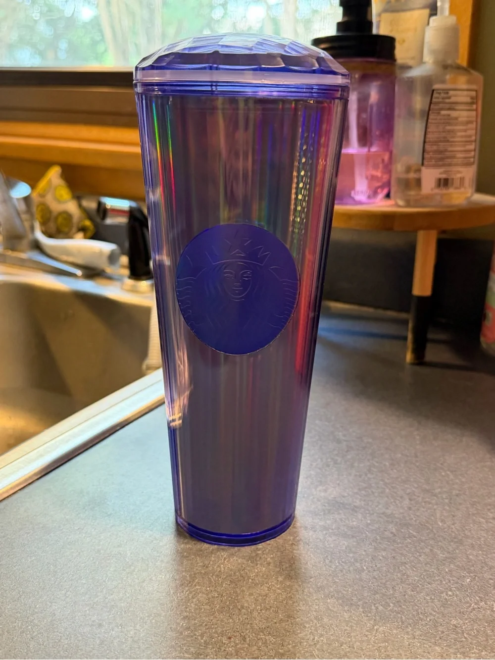 Starbucks Iridescent Blue-Purple Tumbler with Embossed Logo